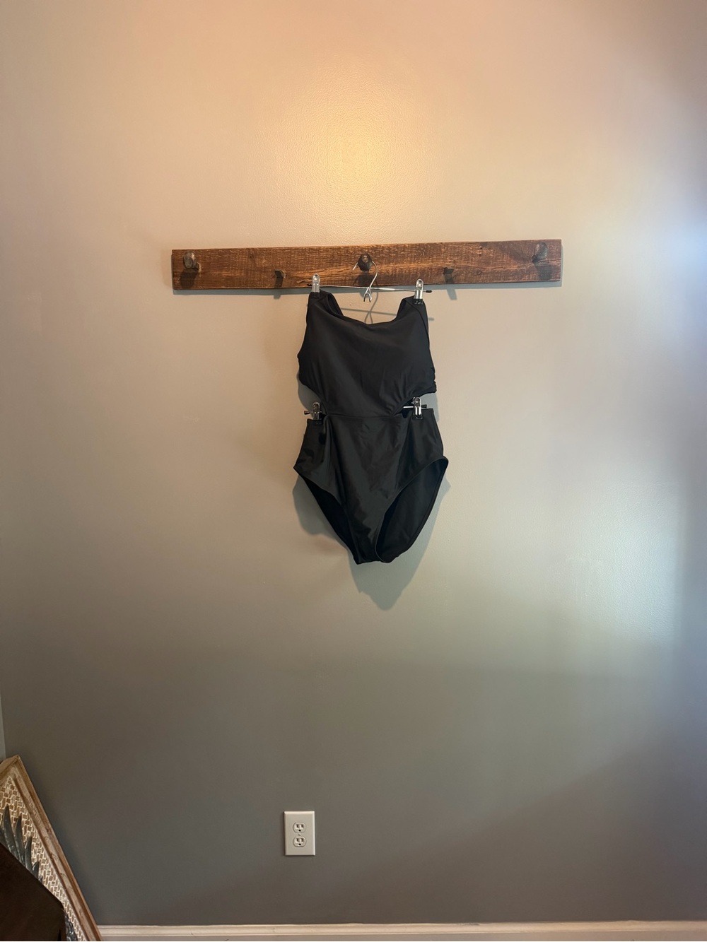 New York & Company Classic Black One-Piece Swimsuit with Side Accents NWOT